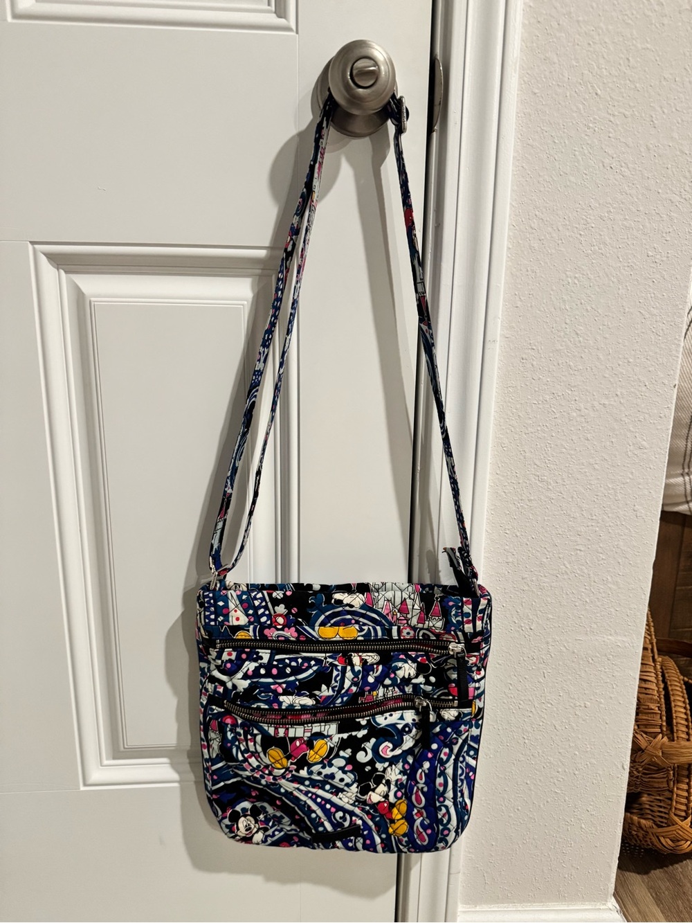 Vera Bradley Navy Floral Disney Mickey Mouse Paisley Crossbody Bag